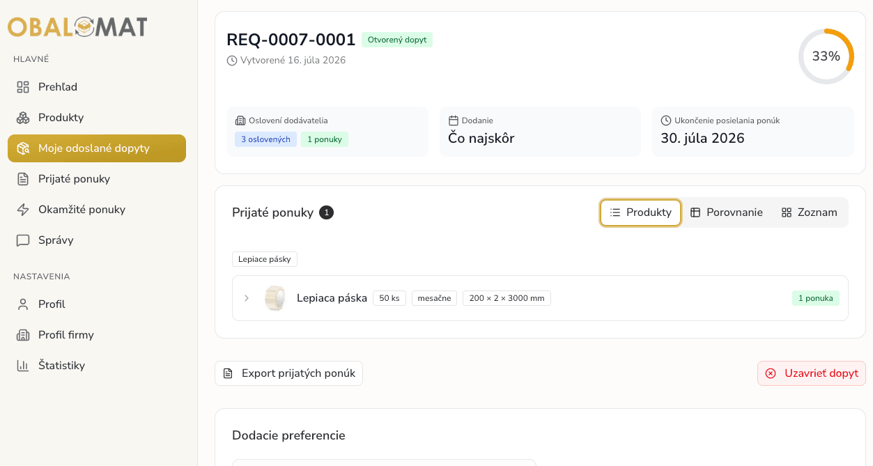 Porovnanie ponuky